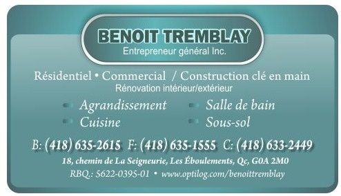 Benoît Tremblay Entrepreneur Général Inc - Logo