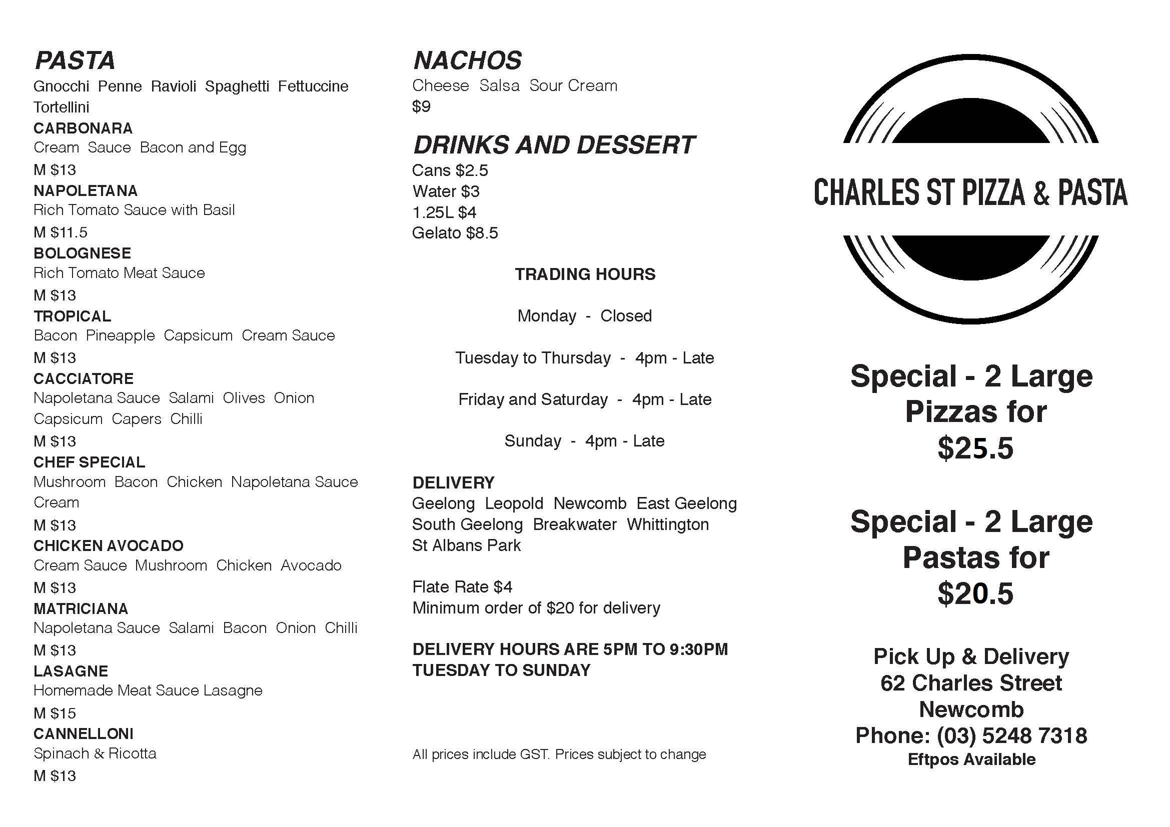 Charles St Pizza And Pasta - Cover photo