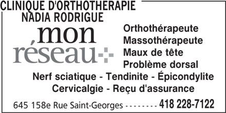 Clinique D&s;orthotherapie Nadia Rodrigue - Logo