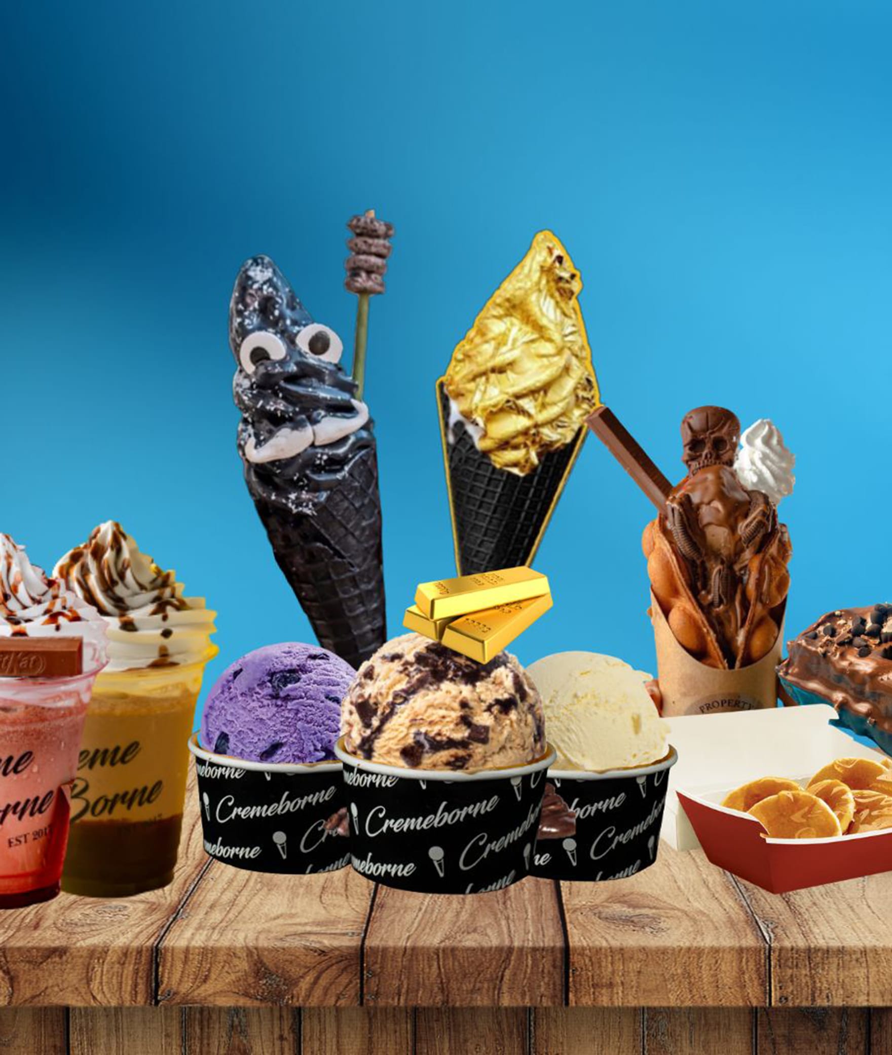 Cremeborne - Ice Creams & dessert - Logo