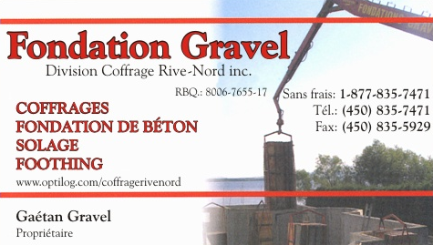 Fondations Gravel Coffrage Rive-Nord Inc. - Logo