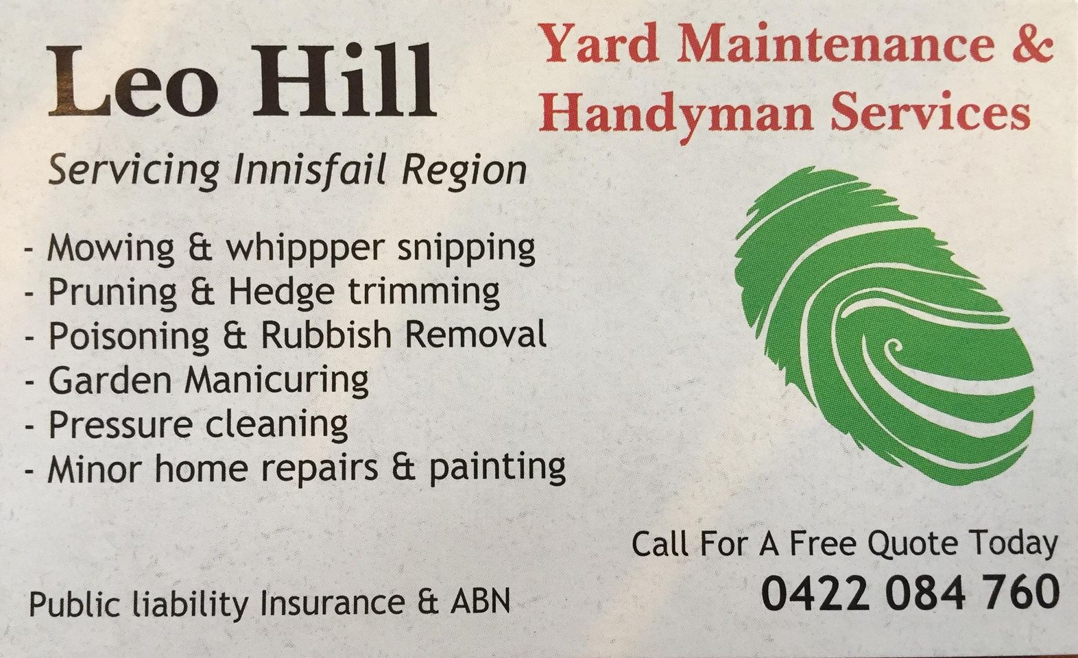 Leo Hill Yard Maintenance & Handyman Services - Logo